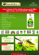  Oliwa z oliwek EXTRA VIRGIN szklany galon 500ml ALEA Grecja SUPERIOR